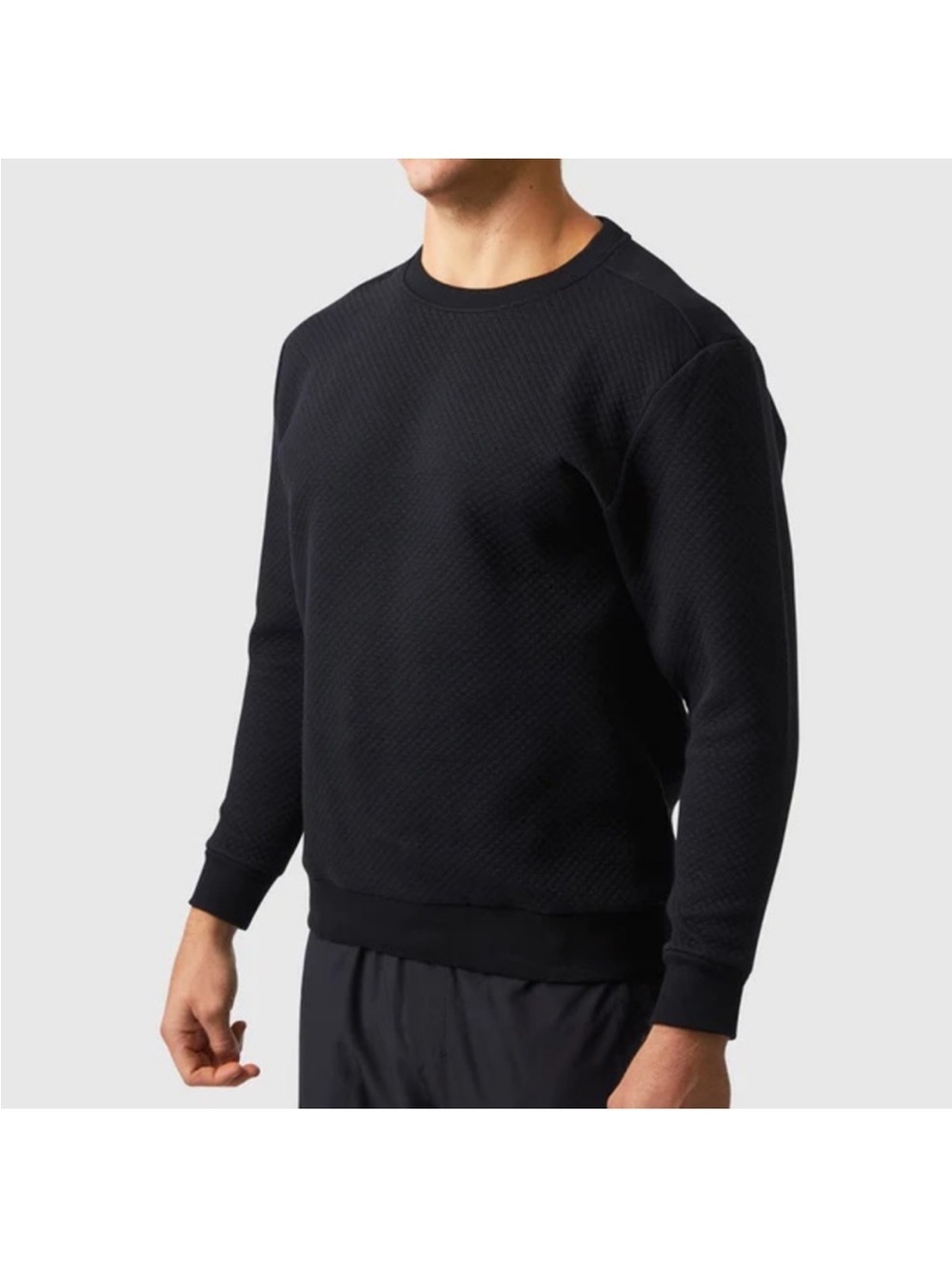 Born Mens Primitive Quilted Sweatshirt Size XL Black Crewneck Thick Quiet Luxury